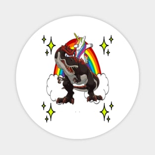 Unicorn riding a T-rex Dinosaur T Shirt Magnet